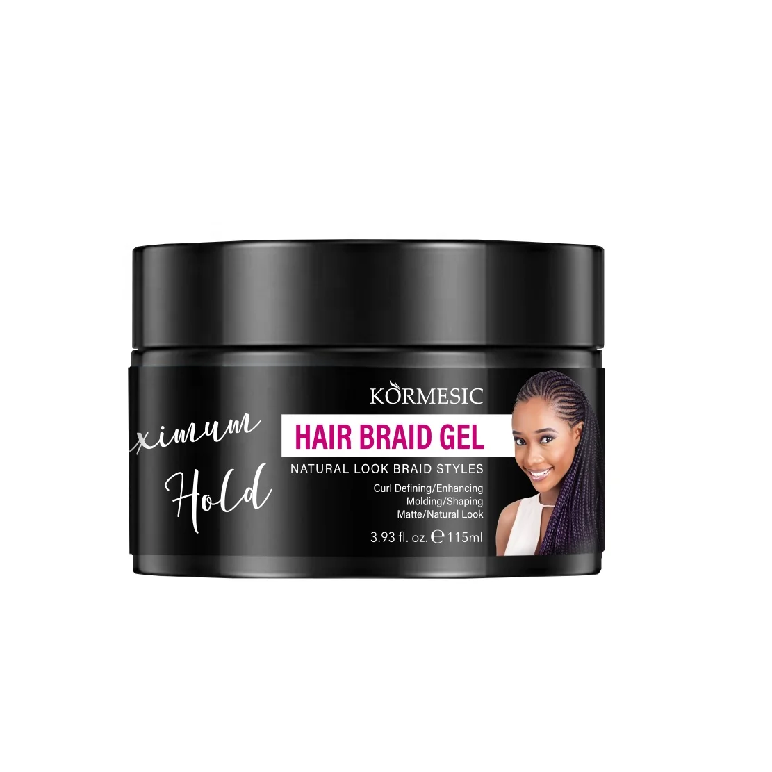 KORMESIC Organic Wholesale Vendor Custom Strong extreme Hold Edge Control Hair Braid Gel for African Hair
