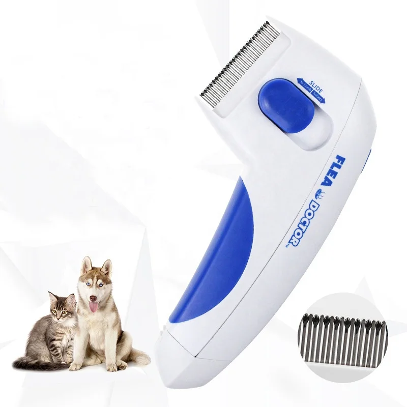 Txibi 4 Pcs Pet Tools White with Blue Flea Comb for Cats Dogs Remove Fleas Grooming Set 