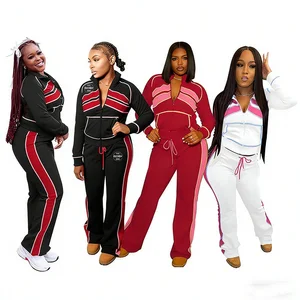 Custom Logo Women Long Sleeve Workout Jacket Flare Pant Jogger Tracksuit Set Loungwear Women Clothing Set