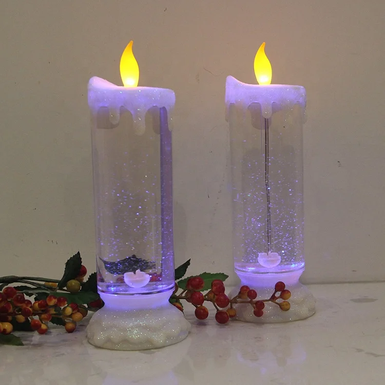 Christmas Color Changing Battery Operated Swirl Glitter LED Candle