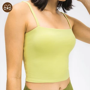Women tank Bra Cropped Top Summer Gym Athletic tank Top Thin Strap Wireless Modal Sexy Summer Camisole With Bra Padded Tank Tops