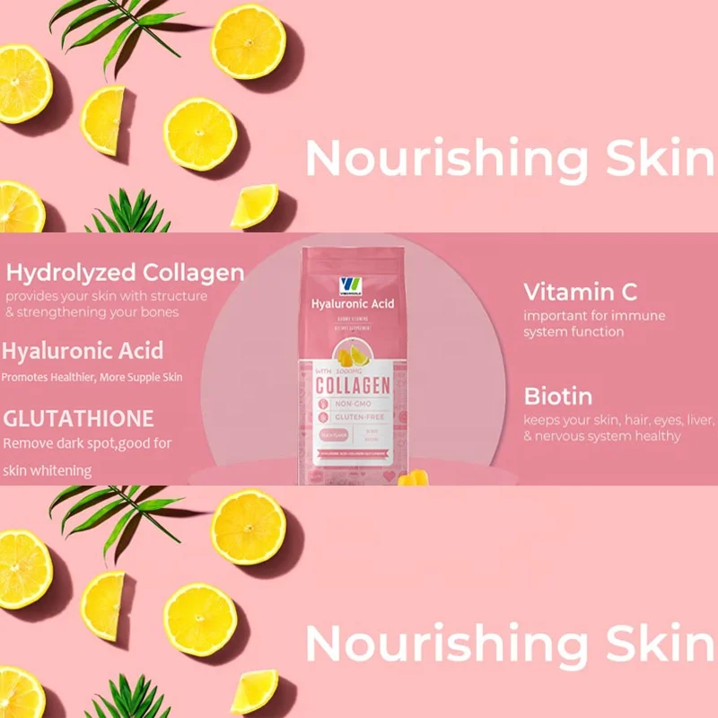 Hyaluronic Acid Gummies With Hydrolyzed Collagen Vitamin C Gsh Supports
