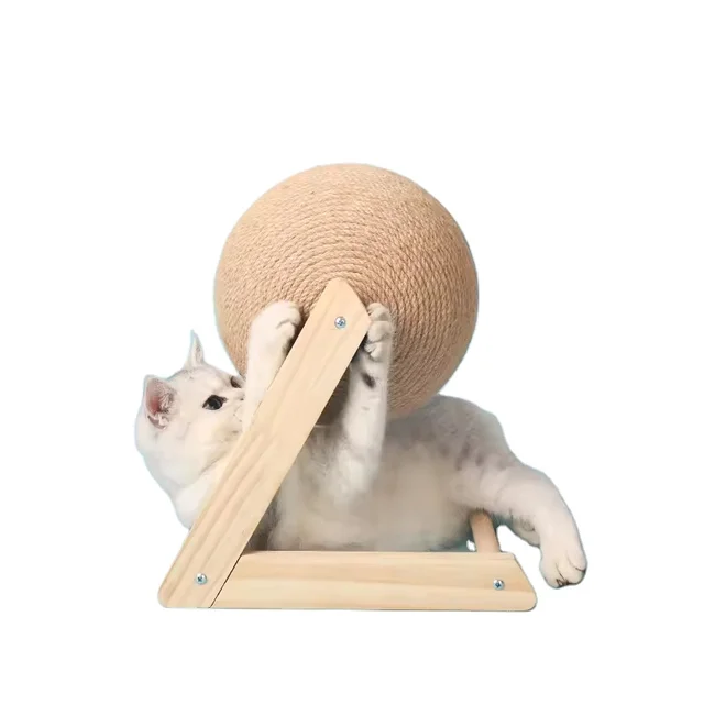 Sisal Rope Cat Scratcher Toy Wood Scratching Post Ball Cat Furnature Scraper Scratch Board Cardboard Pad Claw Sharpener For Pets