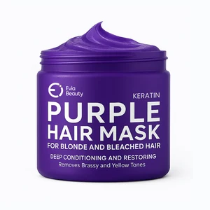 Keratin Purple Hair Mask Repair & Nourishment Treatment , No Yellow Tones Deep Conditioner for Color Treated Locks