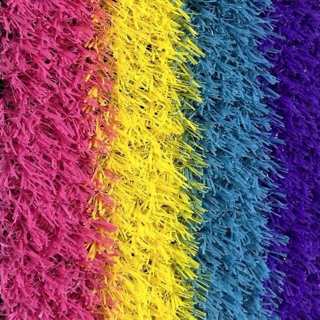 Multi-color Excellent wear resistance customizable PE5200/PP2800 High density rainbow artificial turf