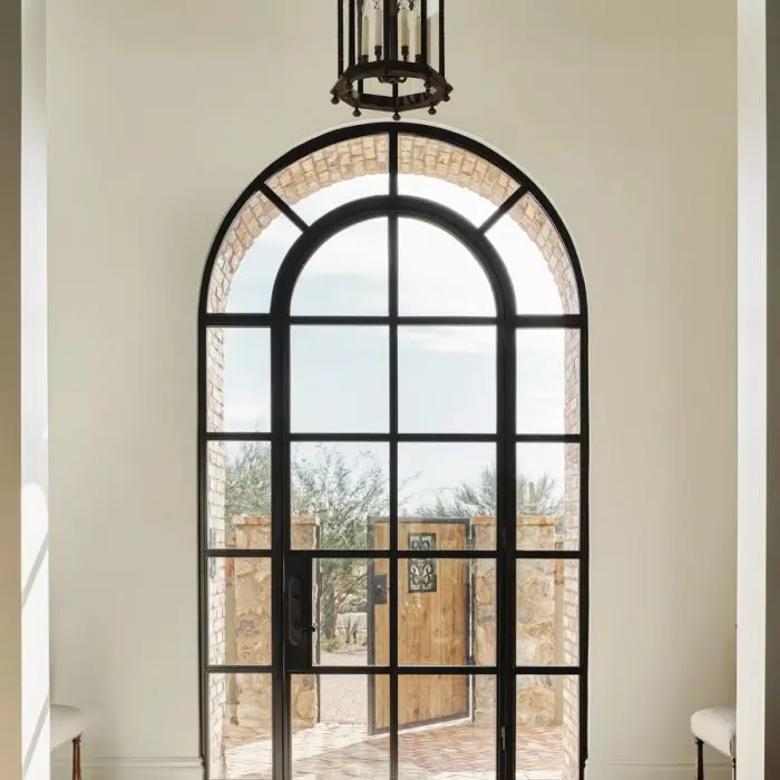Beautiful Arched Steel Doors with Fluted Glass Design