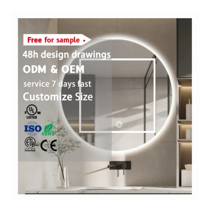Personalized Touch Screen Led Bath Smart Mirror for Bathroom Led Mirror for Apartment Hotel Project Smart Bathroom Mirror