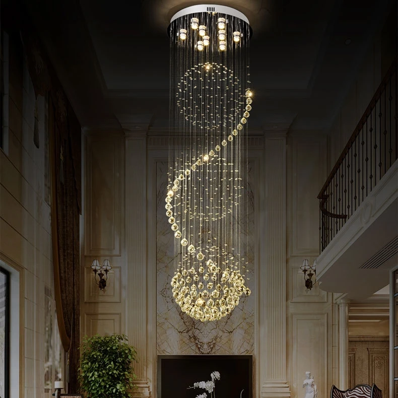 Современные подвесные потолочные светильники L4u, роскошный хрустальный подвесной светильник K9, освещение для лестницы, Хрустальная люстра