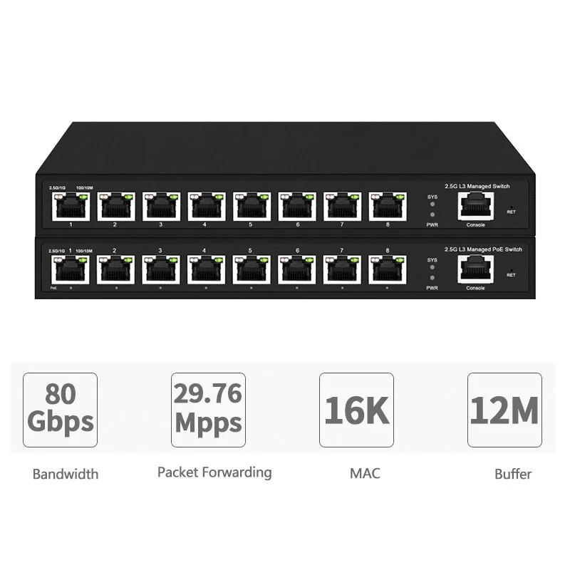 L3 Switch 8 Port 2.5G POE Managed Switch supplier