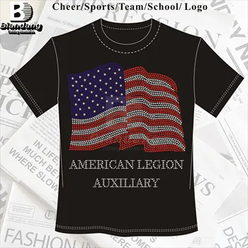 Big Discount Independence Day Rhinestone Transfer Design Custom Rhinestone Cheer Heat Press Iron on Transfers for T-shirts
