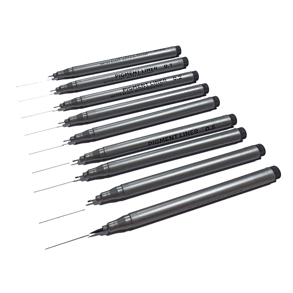 Оптовая продажа школьные офисные канцелярские принадлежности черный маркер пигментный вкладыш микронный карандаш