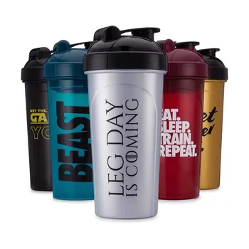 Custom 400ml 600ml Shaker Cup Personalized Protein Sport Plastic Cup Water Bottle Fitness Protein Shaker Bottle with Storage