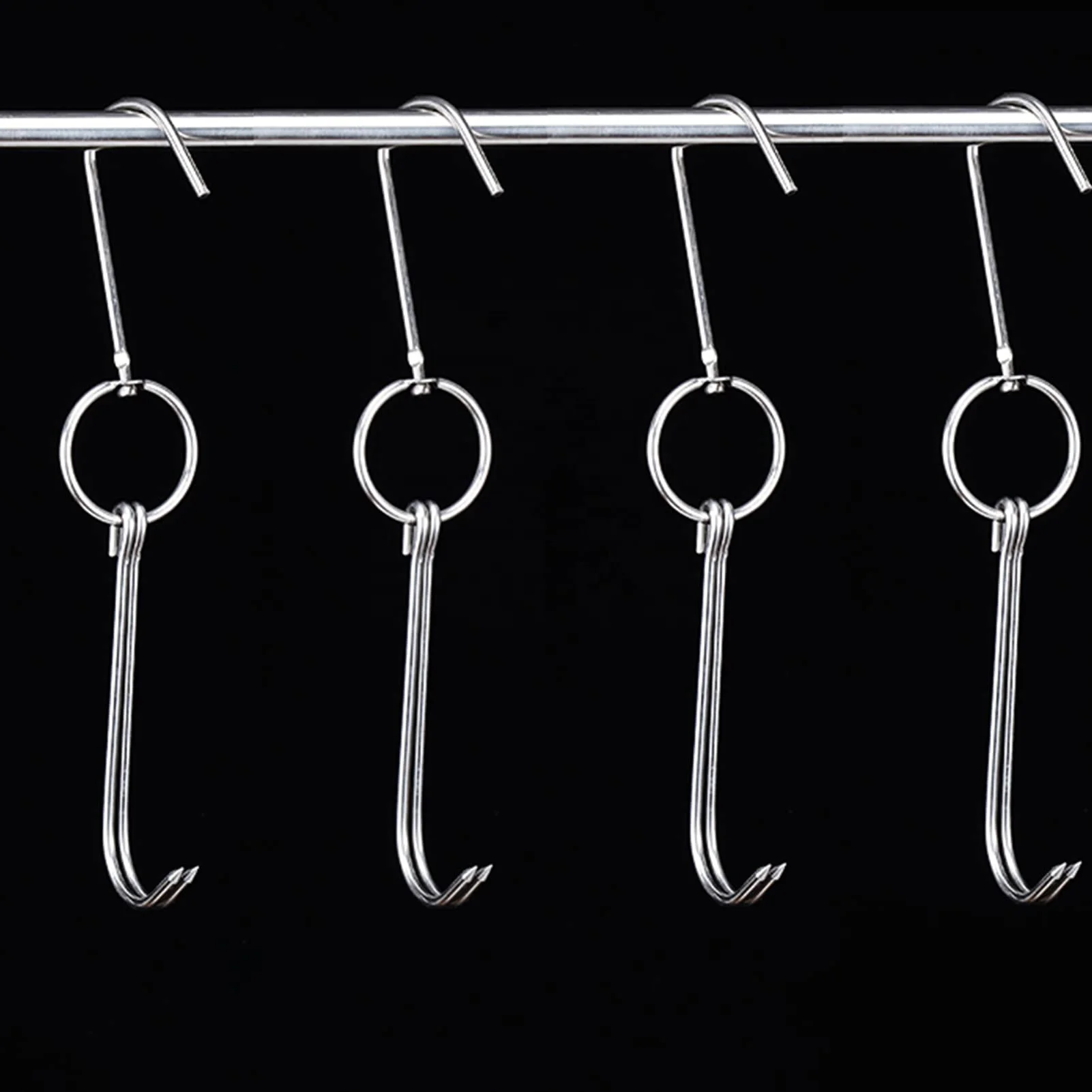 Stainless Steel Meat Hooks with Double Hook Poultry Roast Duck Bacon Hanging Hook Grill Hanger for Drying Cooking BBQ
