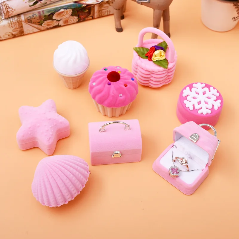 Cute Earring Box Flannel Ring Box Cartoon Jewelry Box Proposal Ornament  Ornament Box Jewelry Storage Box One Pack