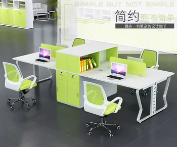 Simple office desk and chair 4 people steel wood staff table with screen 6 people computer table combination staff office table