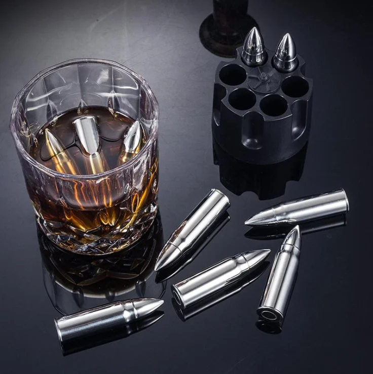 Bullet Shape metal ice cube set stainless whiskey ice stone set