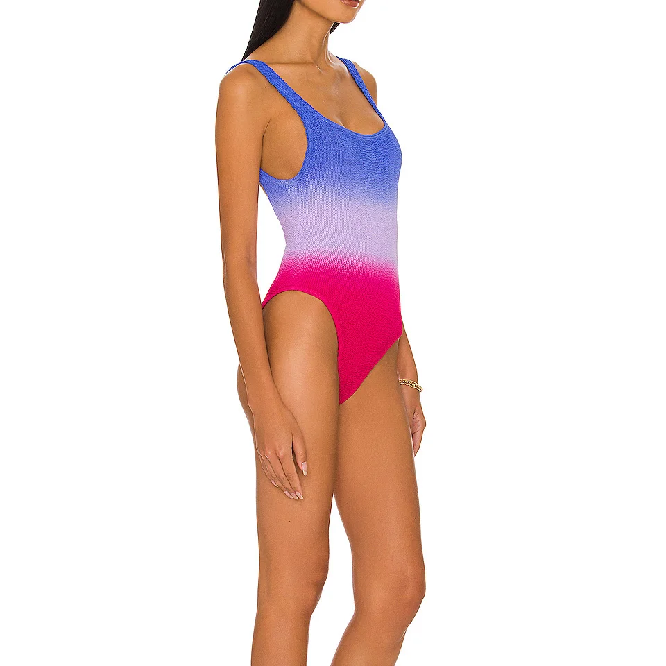 New Design Custom Crinkle One Size Fits All Swimwear Solid Color Seersucker Jacquard Women Swimwear