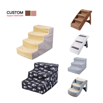 Dog Stairs & Steps for High Bed,  High Density Foam Waterproof Folding Pet Stairs with Removable Washable Cover for Bed