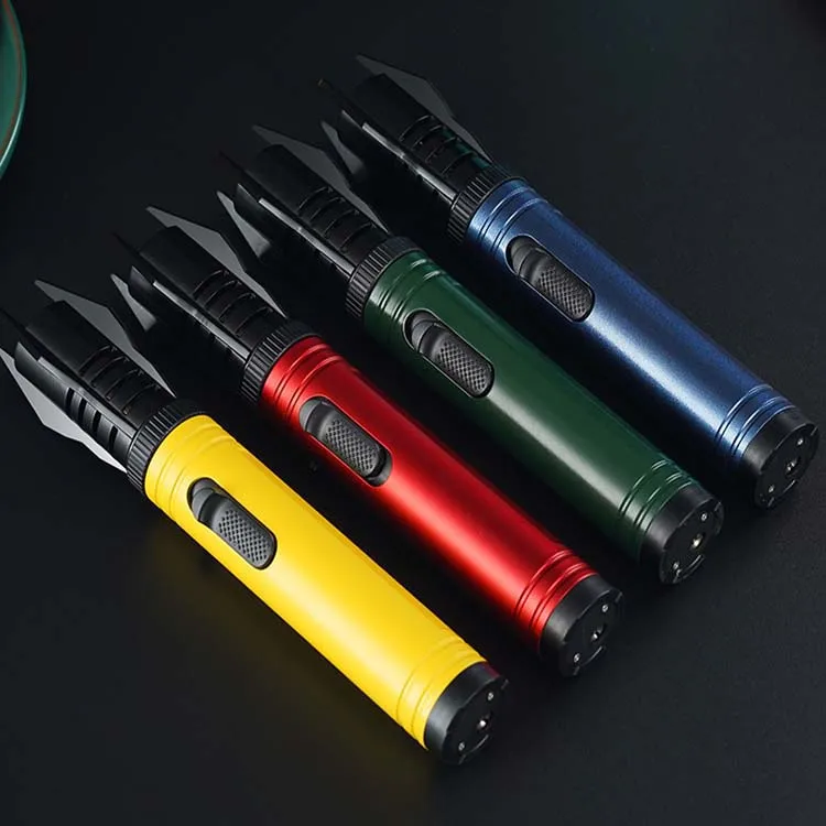 High Quality Welding Guns Refillable Butane Windproof Torch Lighter Jet Blue Flame Lighter