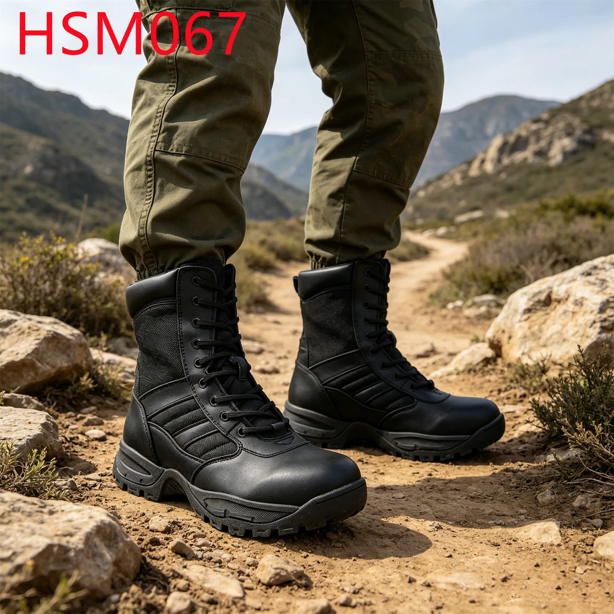 YYR,Mountain Hiking Shockproof EVA+rubber Sole Tactical Gear Boots Field Activities Zipper&velcro Design Fighting Boots HSM067
