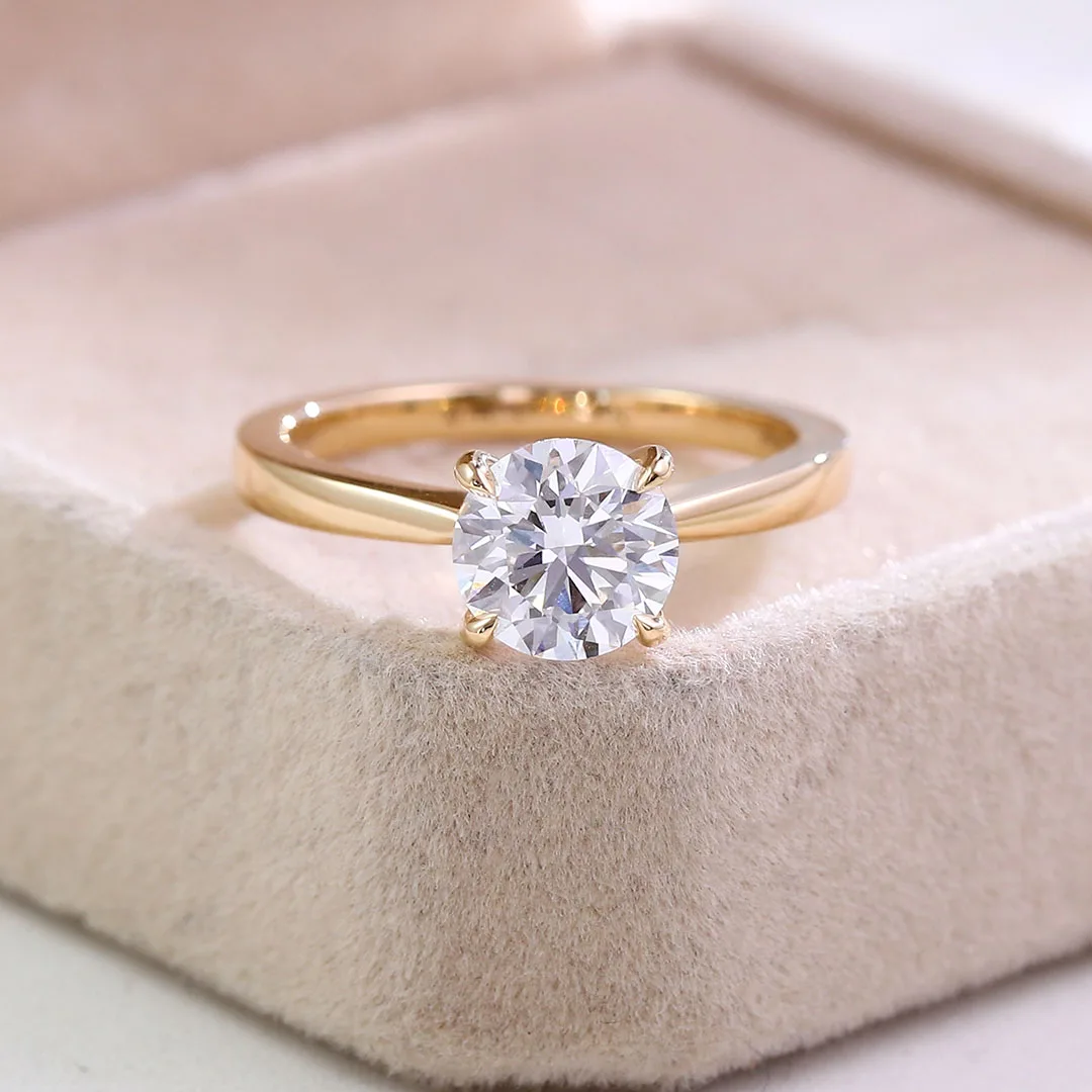 1.5 Carat Round Cut Lab Created Diamond Engagement Ring Diamond Solitaire Engagement Ring Promise Ring 14 k 18 k Gold Jewelry