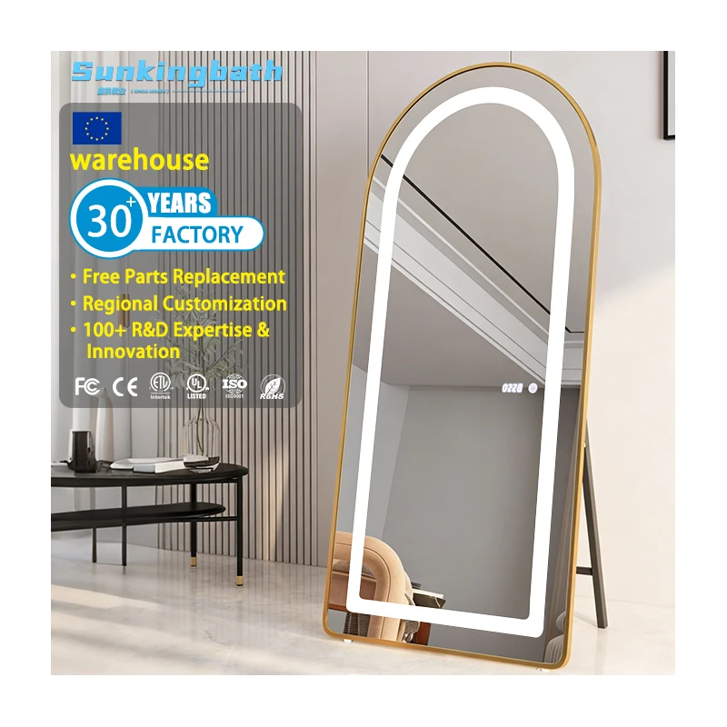 Hotsale Stepless Dimming Floor Led Luminous Full Body Mirror Luxury Dresser Full-length Mirror with Led Light