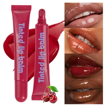 Lightweight Hydration Polypeptide Tinted Lip Butter Balm Nourishing Tinted Lip Oil for Smooth Moisturized Lips