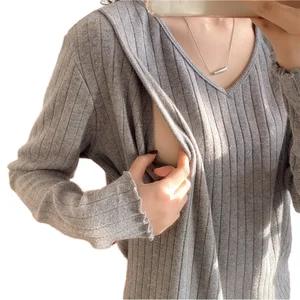 Women's Maternity Cotton Care Top Long Sleeve Breastfeeding