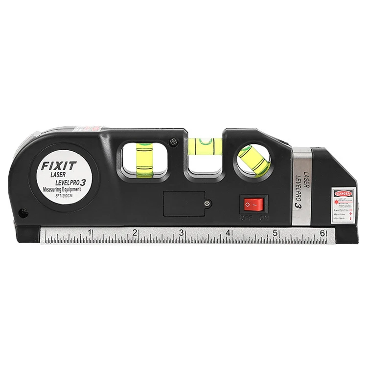 Multi-purpose Horizon Vertical Cross Line With Tape Measure Beam Tool Red Line Infrared Laser Level Pro 3