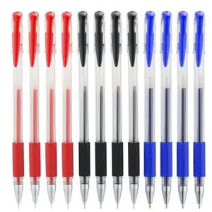 Wholesale Blue Black Red Color 0.5 Mm Straight Liquid Cute Gel Pens Set Student Study Custom Long Gel Pens Back to School