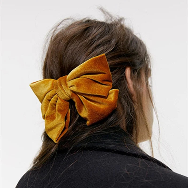 autumn and winter large velvet hair bow barrette hair clip for