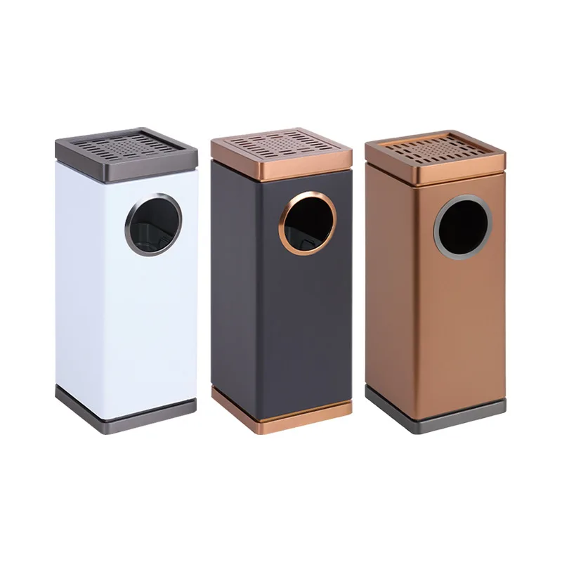 High-End Stainless Steel Trash Can for Business Hotels Anti-Fingerprint Floor Bin for Corridors Living Rooms Lobby Waste Bins