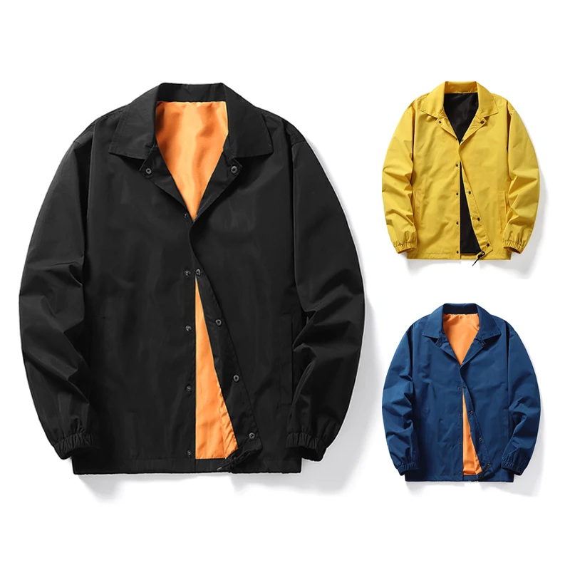 Practical Waterproof Lapel Collar Windbreaker Elastic Hem Men's Custom Jacket Manufacturer_voghion.com