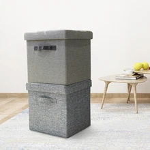 Wholesale Square Folding Fabric Storage Stools Ottomans Seat With Large Space