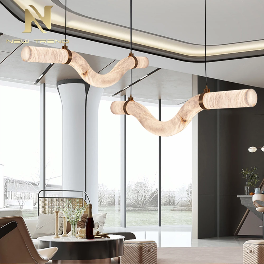CPL-302 Contemporary Indoor Decoration Hanging Light Living Room Dining Room Home Villa Stair Modern LED Alabaster Chandelier