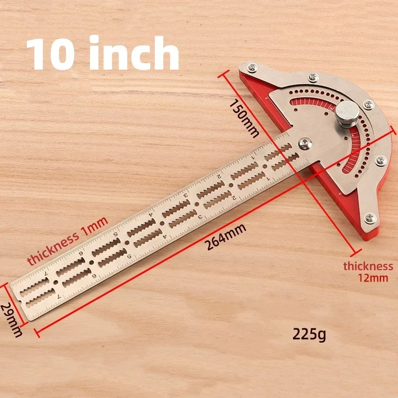 HARFINGTON Rapporteur d'angle 180 degrés en acier inoxydable - Règle réglable - Outil de mesure avec bras de 100 mm pour le travail du bois HARFINGTON Rapporteur d'angle 180 degrés en acier inoxydable - Règle réglable - Outil de mesure avec bras de 100 mm pour le travail du bois