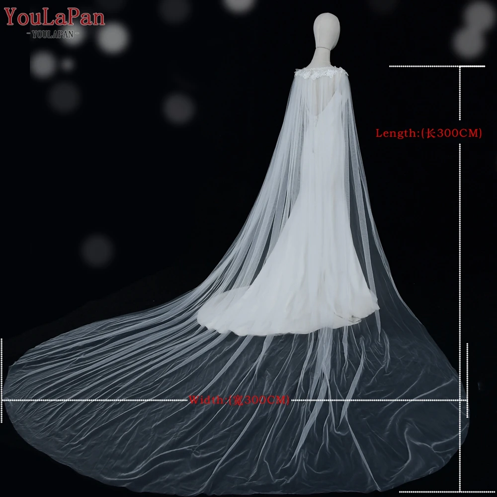 YouLaPan VG18, новая кружевная шаль с круглым вырезом, длинная Тюлевое плащ с 3D цветами, женское свадебное платье, свадебное платье, накидка на плечо