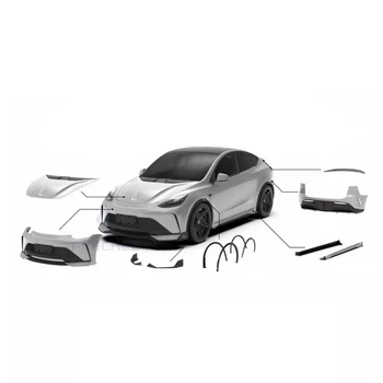 Robot Style Carbon Fiber Body Kit For Tesla Model Y Front Bumper Rear Bumper Engine Hood Spoiler Fender Rear Diffuser