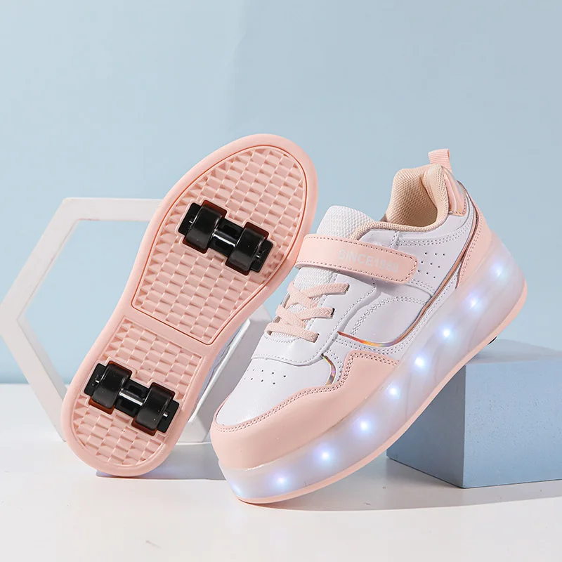 LED Light Color Shoes with Wheels Fun Safety for Kids