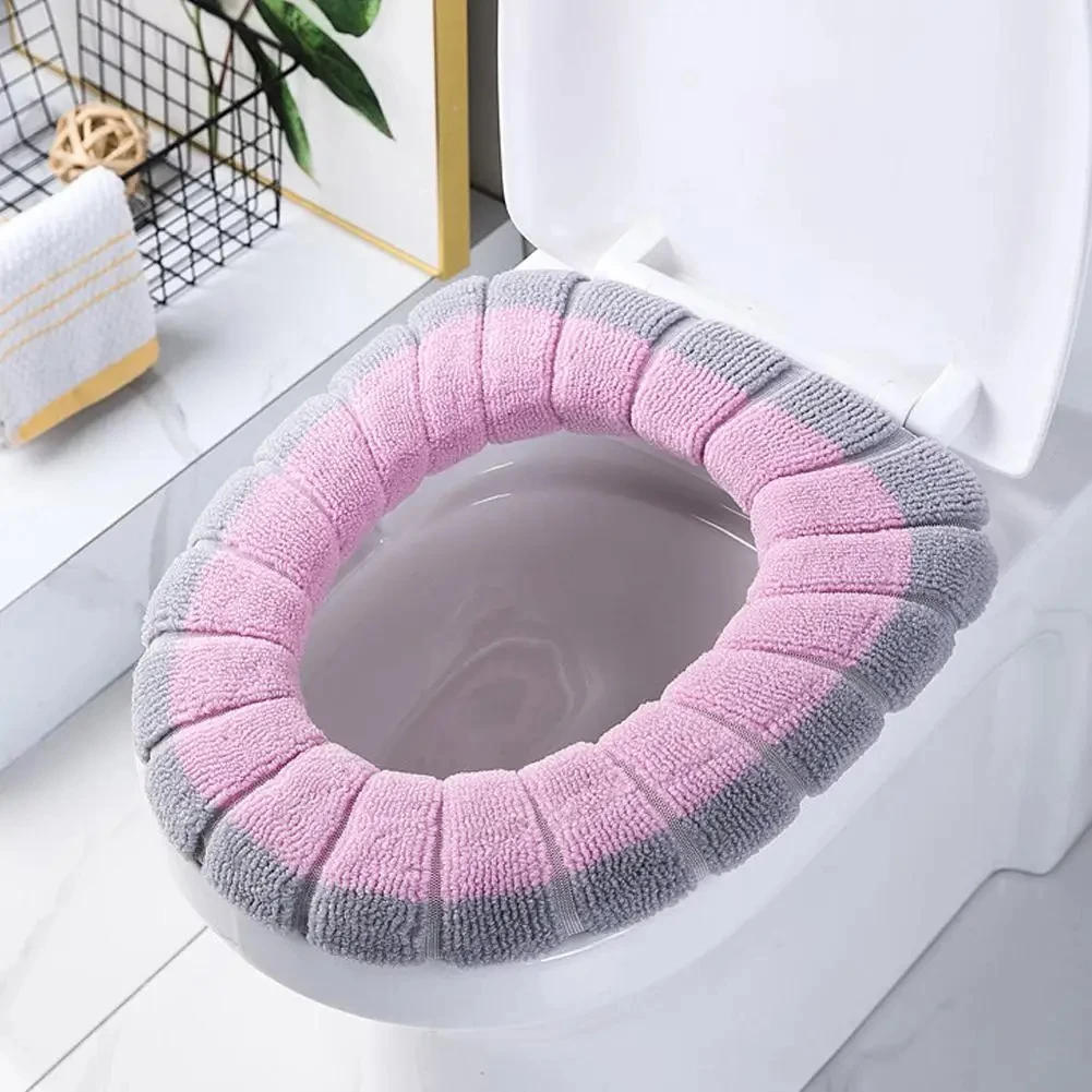 Soft Chenille Toilet Seat Cover Pad – Bathroom Closestool Cushion, Winter Warmer Mat