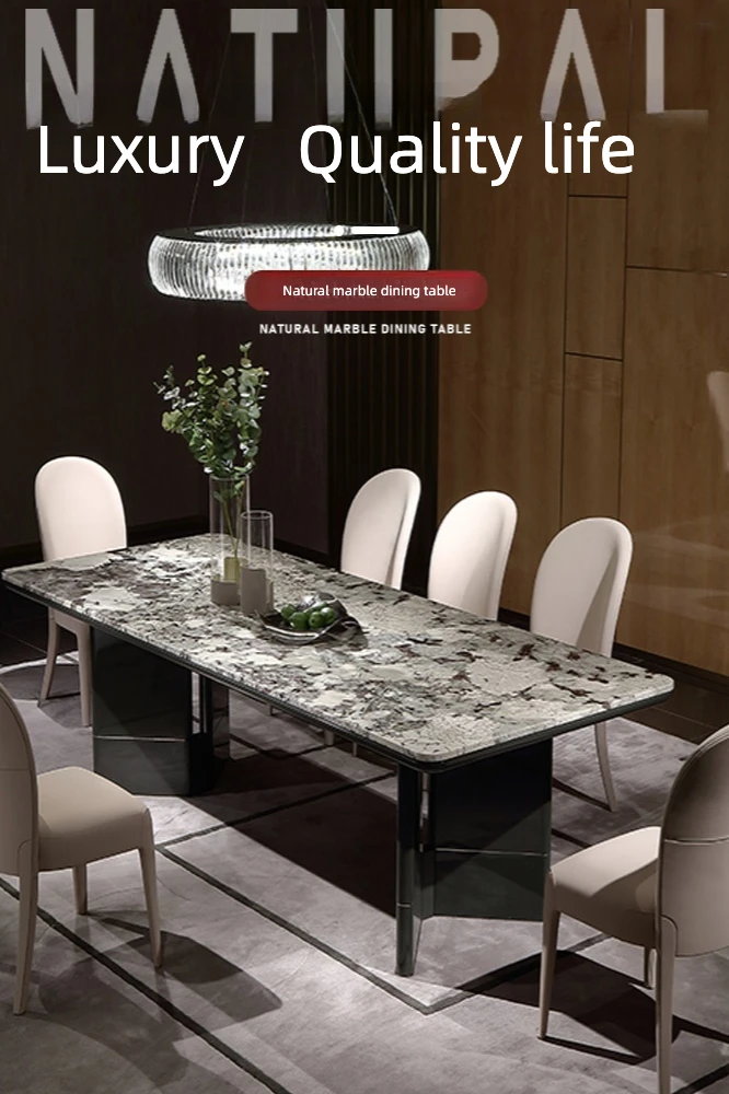 Picture Idea: Italian High End Luxury Marble Dining Table Long Square Design