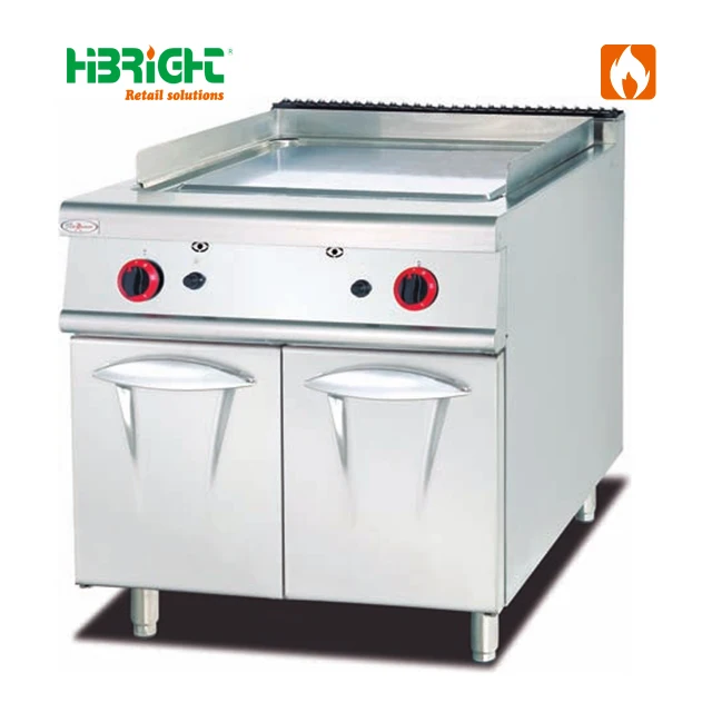 Commercial Kitchen Cooking Machine Hamburger Cooker Gas Griddle With Cabinet