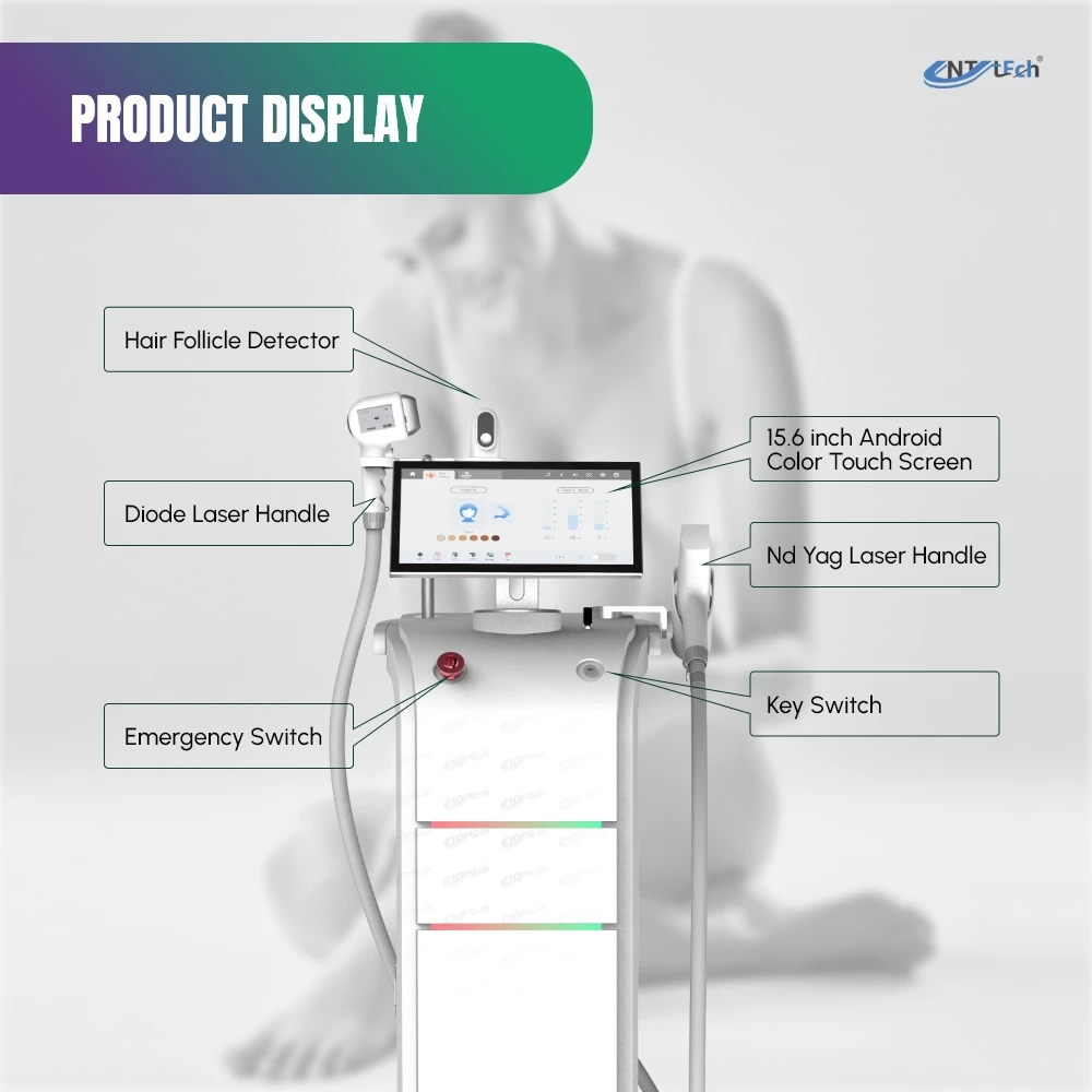 Smart Clinic 2 in 1 Diode Laser Hair Removal 755 808 1064 Nd Yag Laser Tattoo Removal Laser Hair Removal Machine