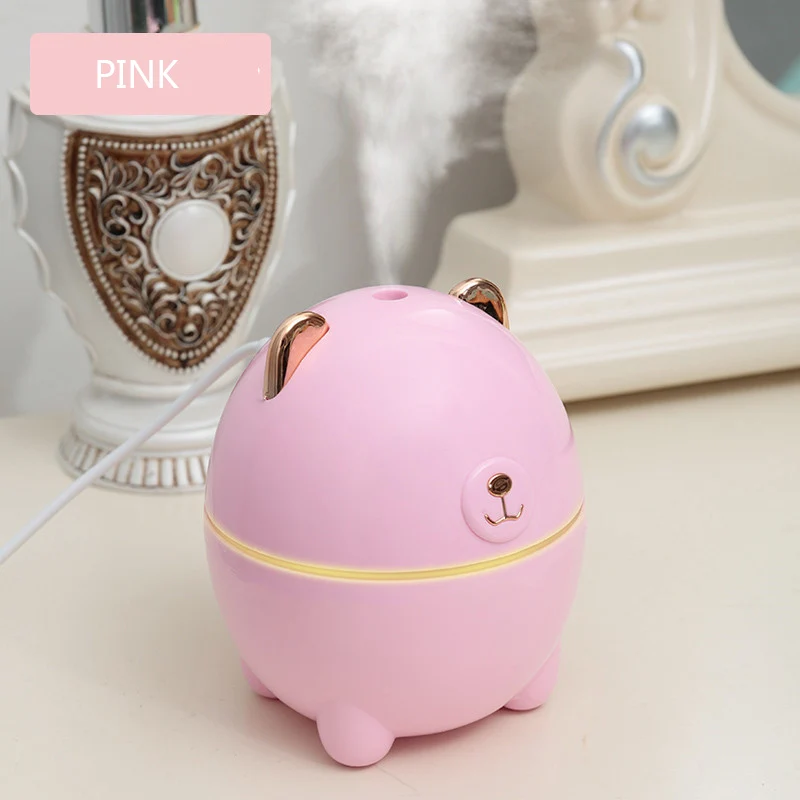 Bear LED Mini Air Humidifier USB Charging Ultrasonic Humidifier Essential Oil Aroma Diffuser Air Purifier for Home Car