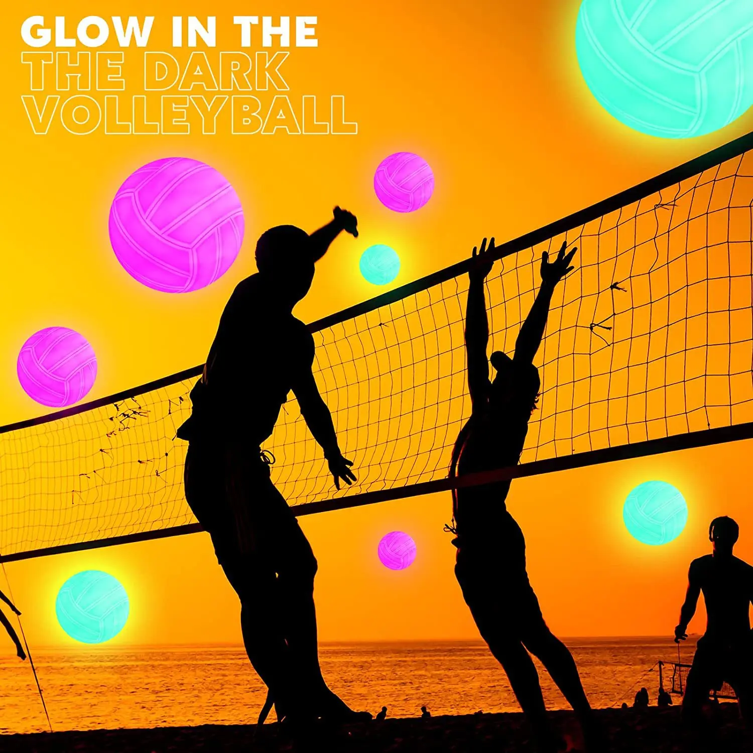 Glow in The Dark Volleyball Light up Led Beach Volleyball Waterproof Glowing Balls for Teens Family Swimming Outdoor Pool Party