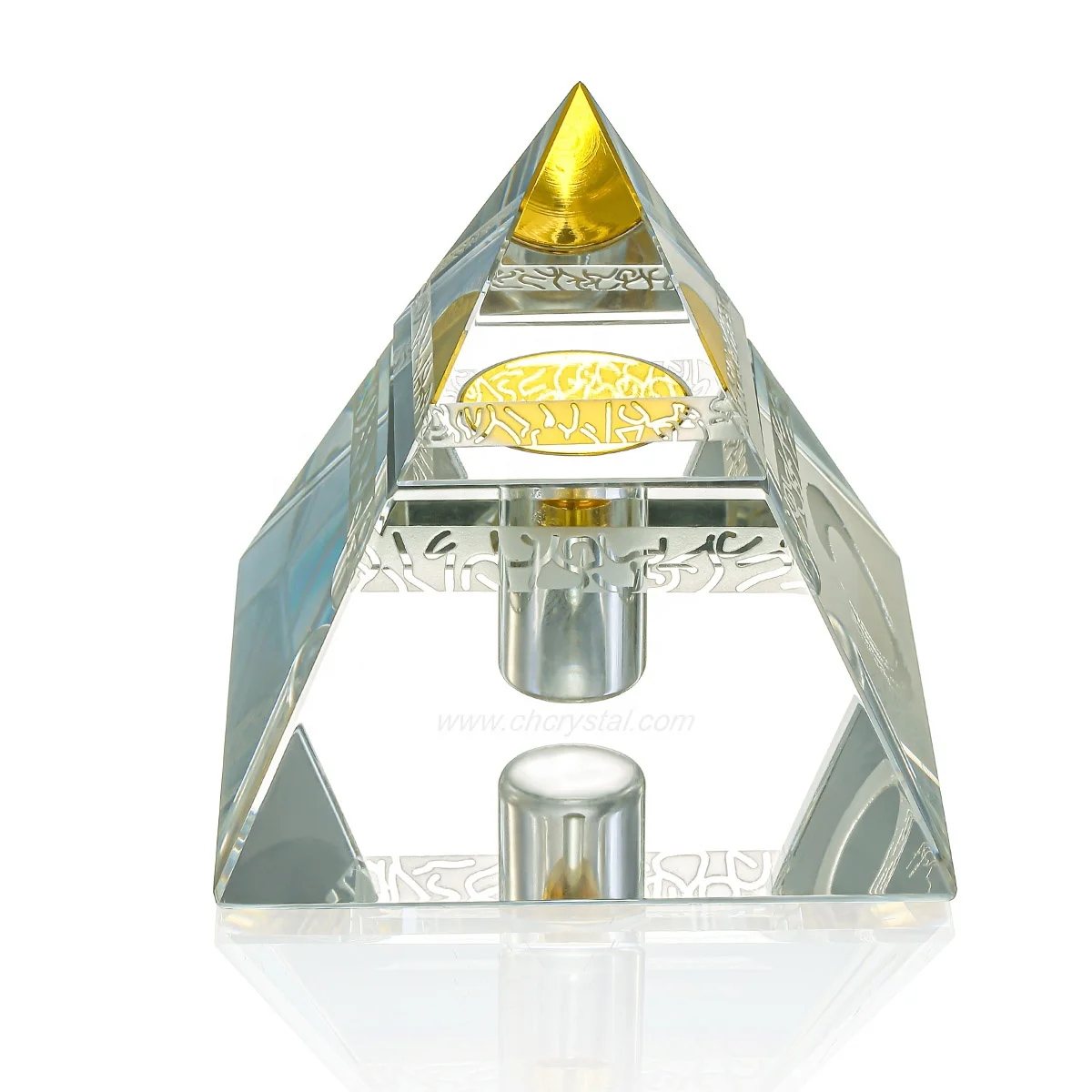 Customized Arabic Pyramid K9 Crystal Perfume Glass Bottles Triangle-Shaped UV Printed for Women's Gifts and Home Decor