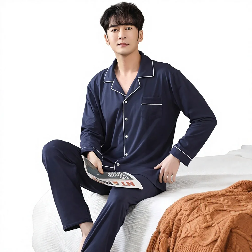 Logo Private Label Wholesale Breathable Bamboo Fiber Long Sleeve Loose Plus Size Casual Homewear Men Women Pajamas
