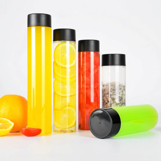 Высокое качество 400 мл 500 пластиковая цилиндрическая трубка бутылка с индивидуальным логотипом современный дизайн Безопасная Посудомоечная машина водный напиток кемпинг