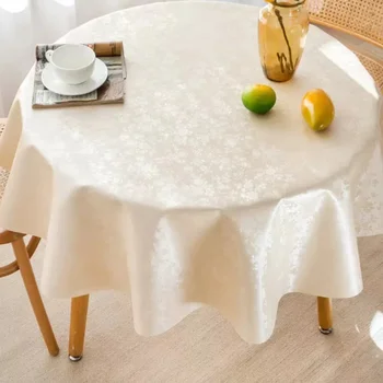 Handmade round Plastic Soft Home-Use Tablecloths Custom Size Fabric Tablecover for Banquets and Parties Custom Branding