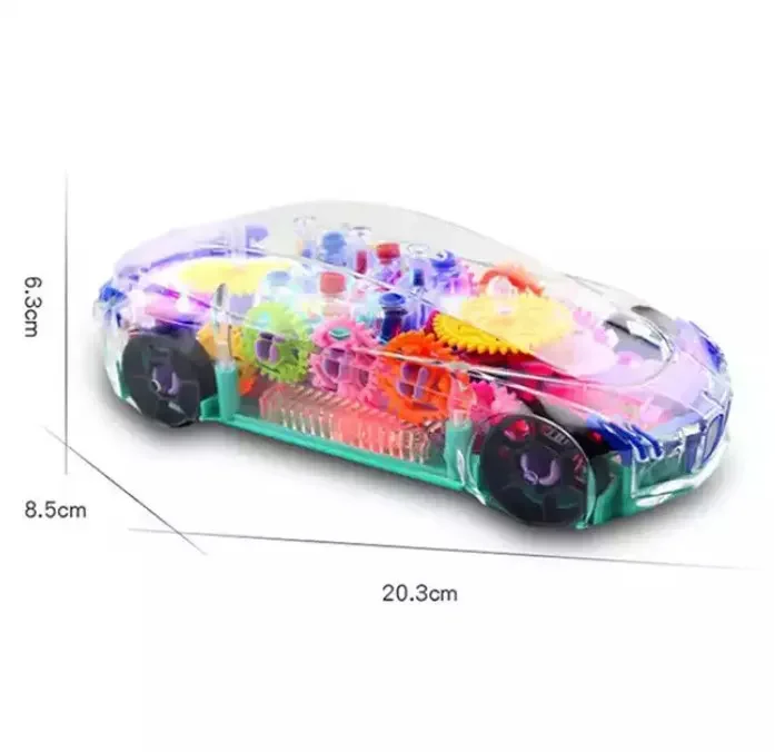 ITTL Educational Music Universal Wheel BO Transparent Dazzling Flashing Colorful Lights Gear Concept Racing Car Toys